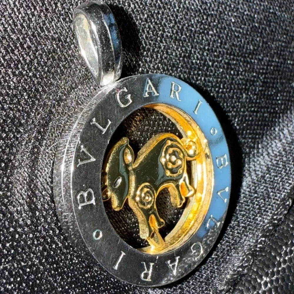 GOLDEN BULL ZODIAC PENDANT – MONOGRAM STYLE SILVER & GOLD TONE ✨